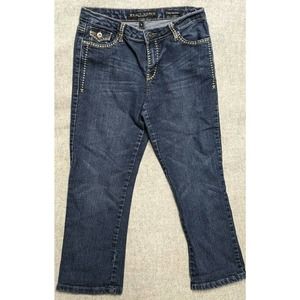 Salt Works Women's Dark Blue Denim Med Rise Capri Jeans Size 8